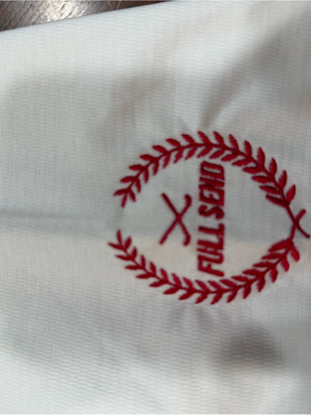 Men's White Polo with Red Crest Embroidery